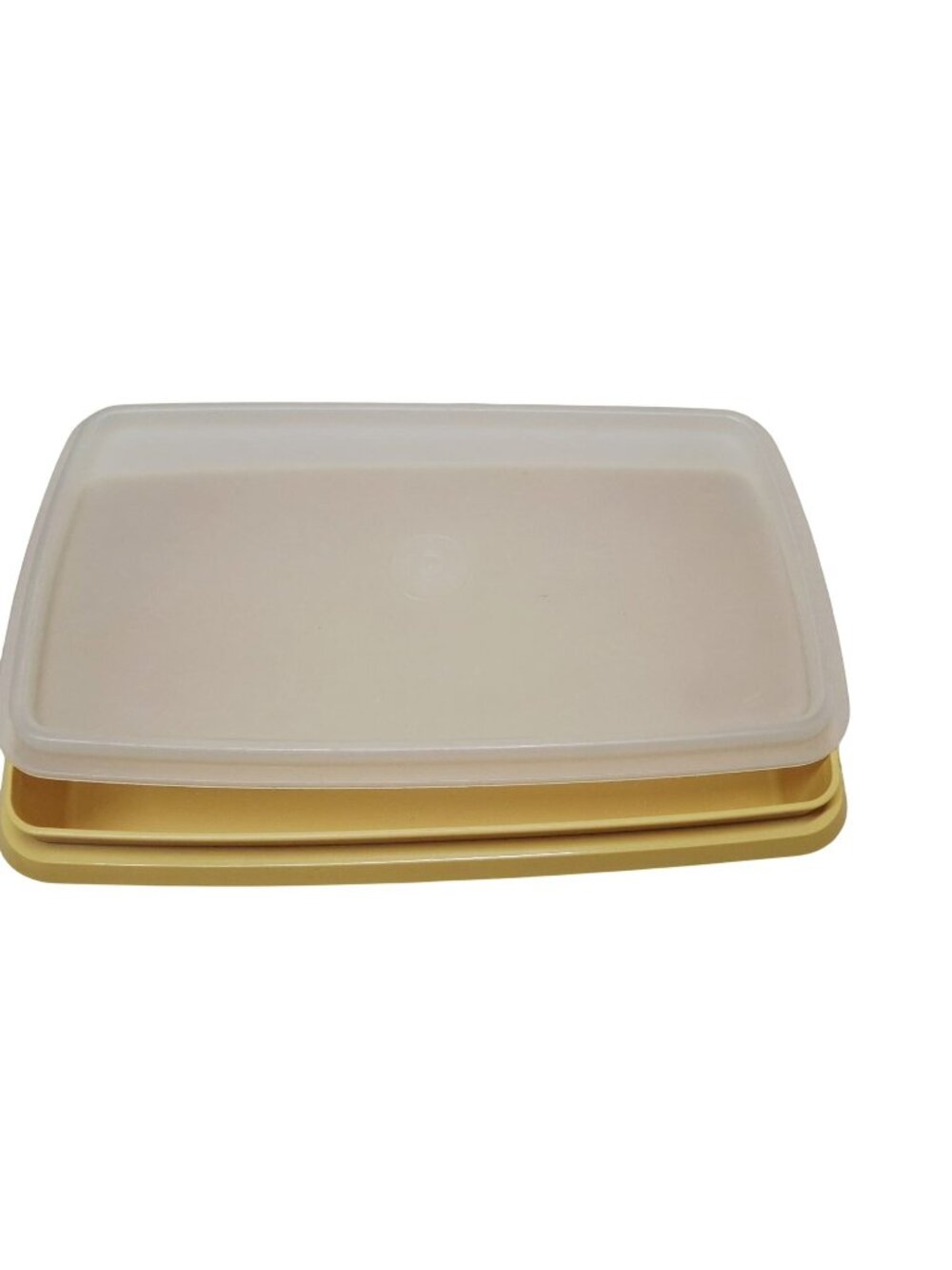 Tupperware Yellow Rectangular Storage Container With Lid 9" X 5" X 2 1/2" Vintag